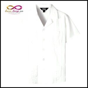 Boys Cuban Guayabera Shirt Short Sleeve Button Down Cotton Casual